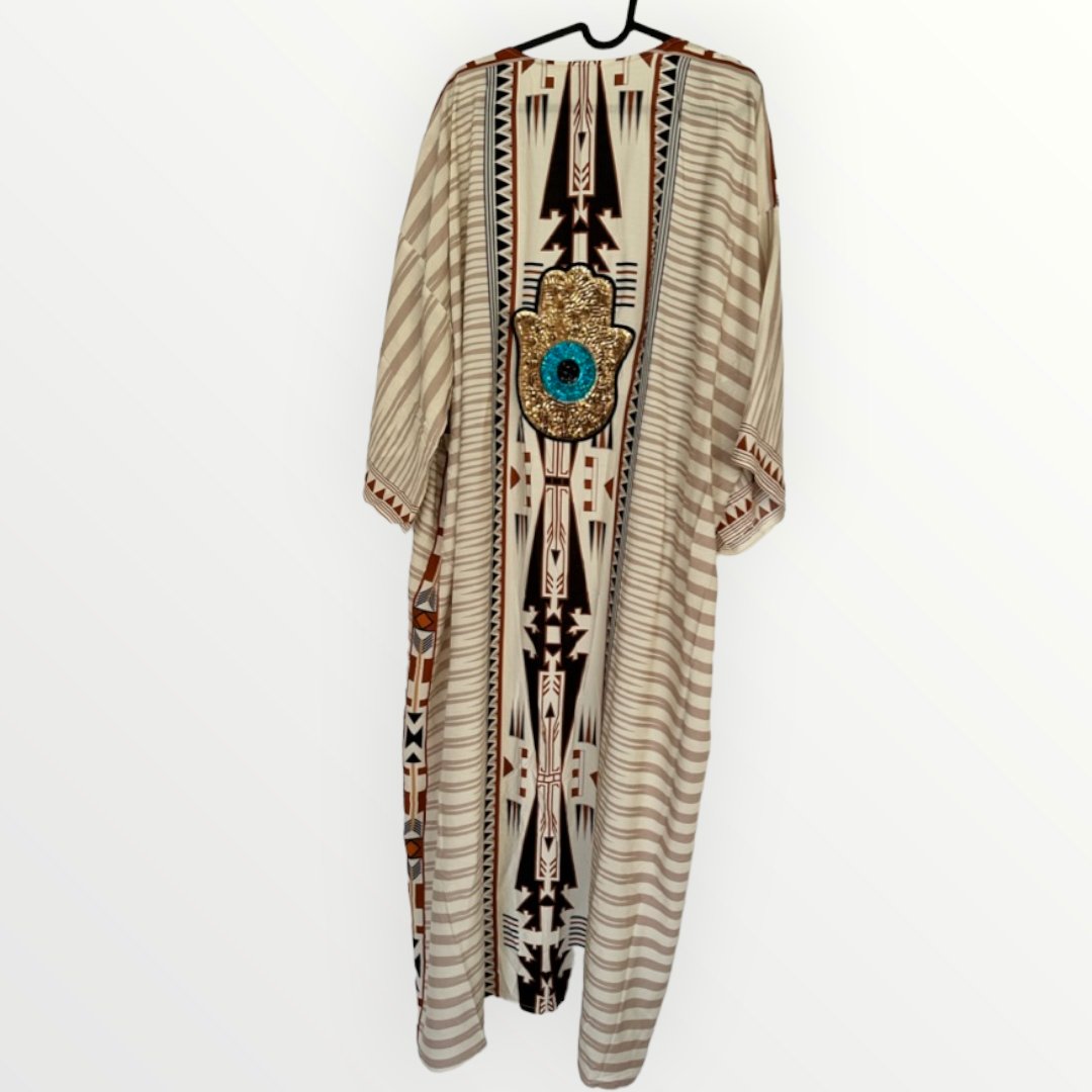 Glittering Hamsa Bohemian Kimono - Desert Goddess