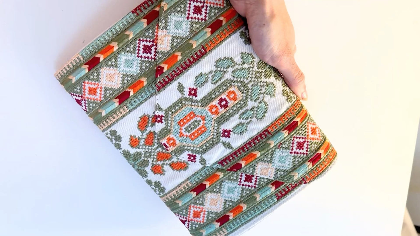 Olive Harvest Clutch | Tatreez Embroidery - Desert Goddess