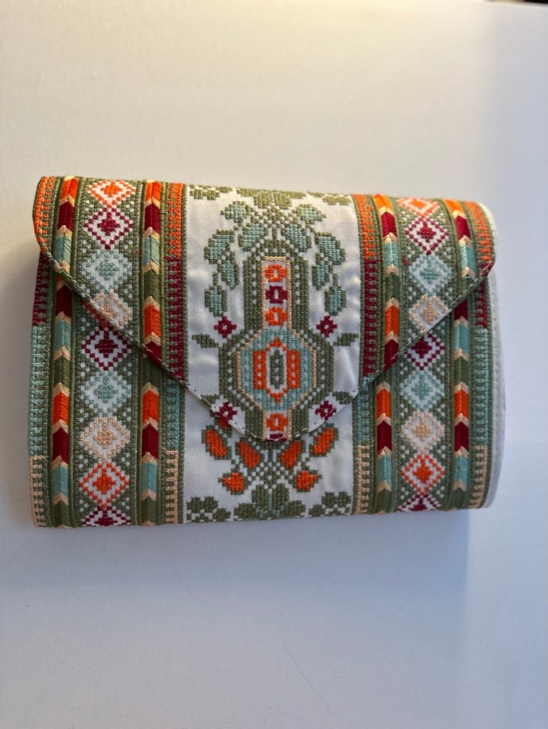 Olive Harvest Clutch | Tatreez Embroidery - Desert Goddess