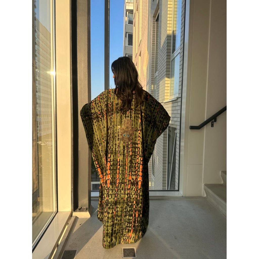 Sahara Shine: Glittering Hamsa Kimono - Desert Goddess