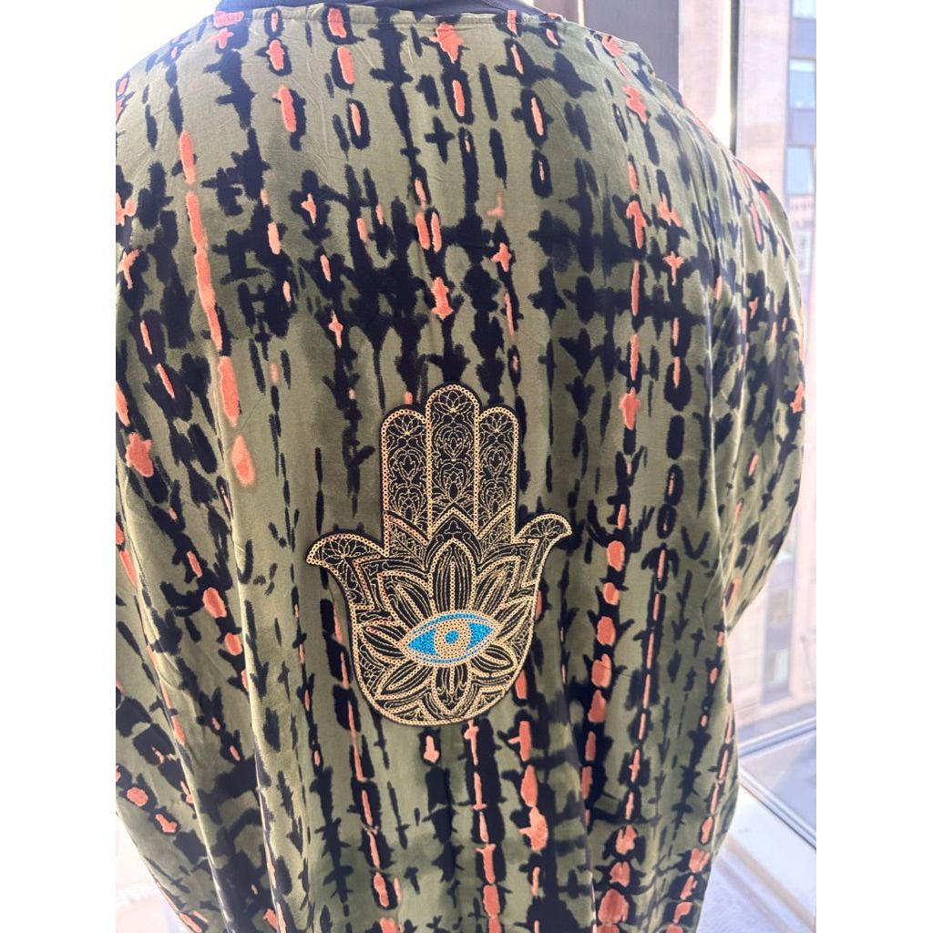 Sahara Shine: Glittering Hamsa Kimono - Desert Goddess